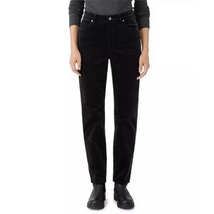 Eileen Fisher Corduroy Pants Women 14 Black Organic Cotton Stretch Preppy Casual